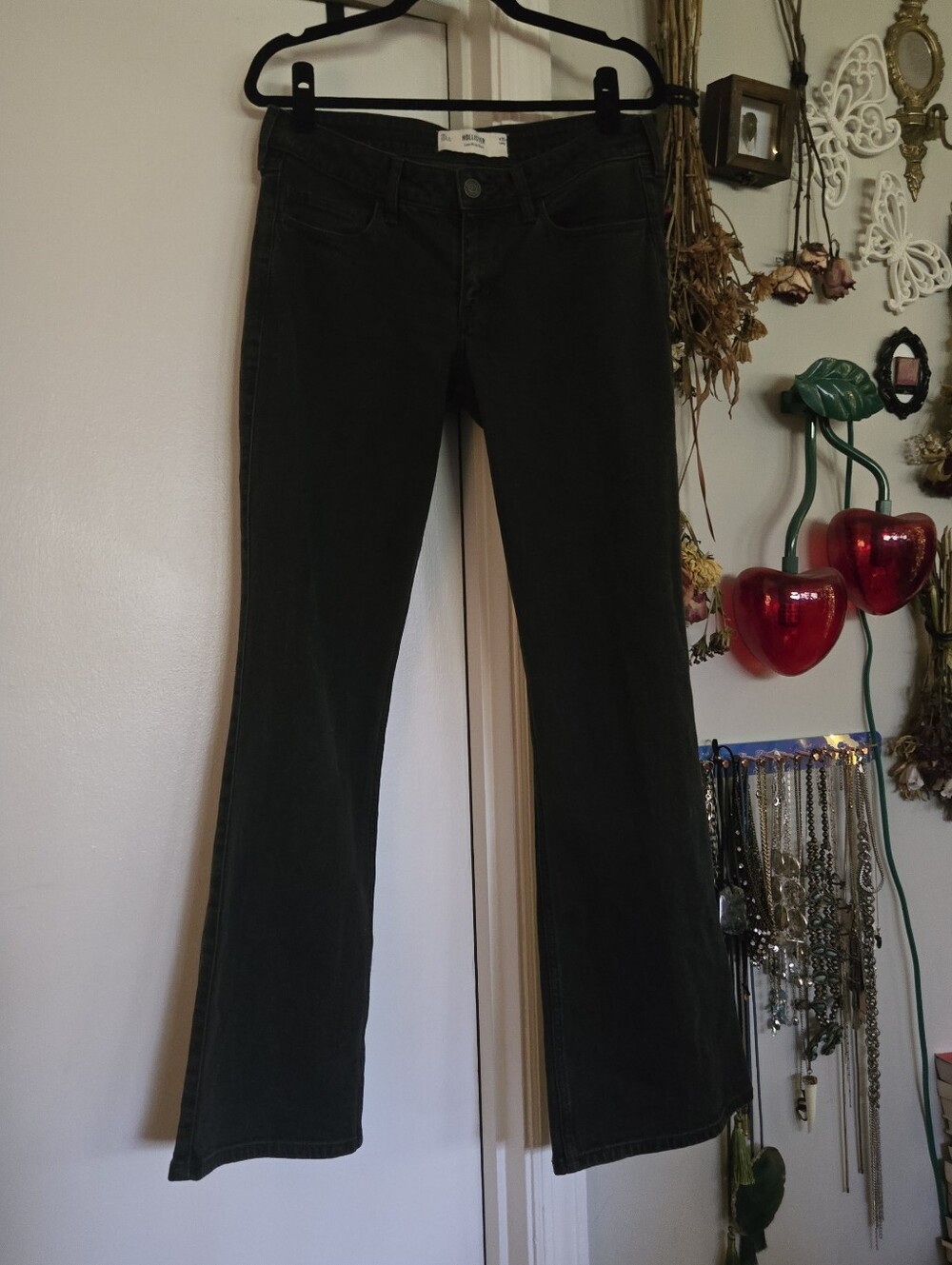 Brand New Hollister Low Rise Boot Cut Washed Black Denim Jeans 30 10 Long